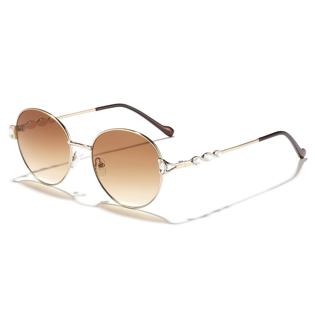 Women round sunglasses with elegant metal frame and mirrored lenses Stornfield