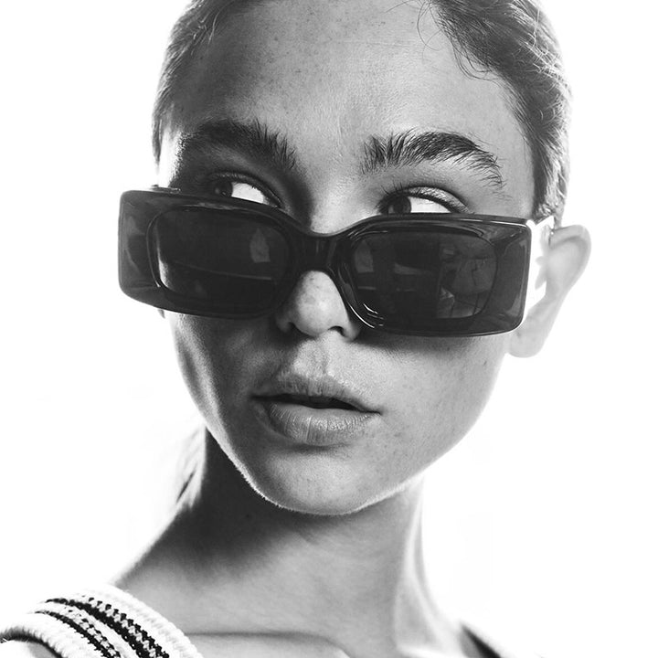 Women's fashionable square sunglasses with transparent frame and protective UV filter Stornfield