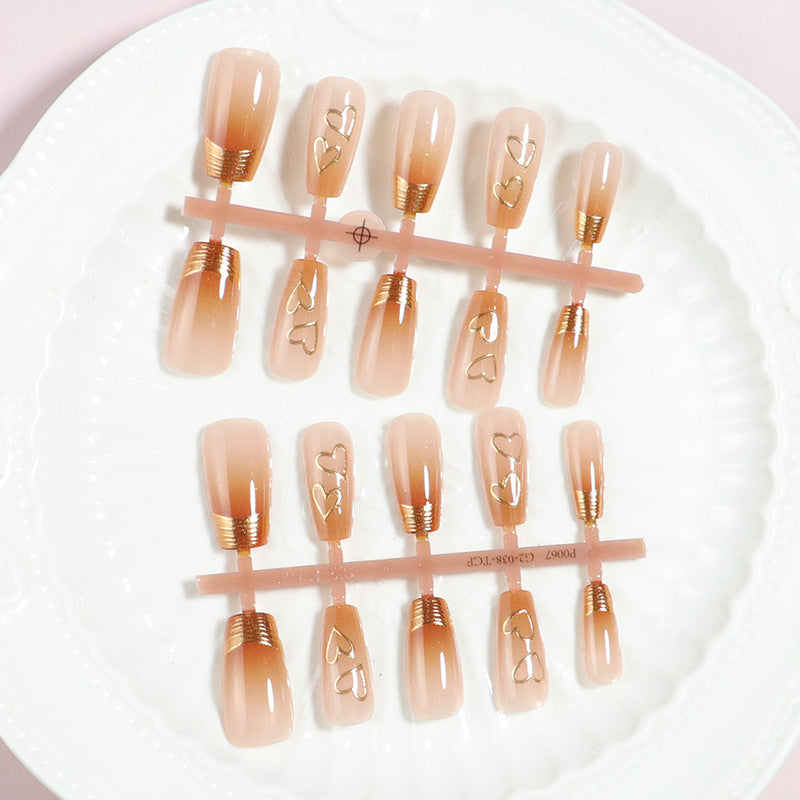 Premium Heart-Embellished Press-On Nail Set Stornfield