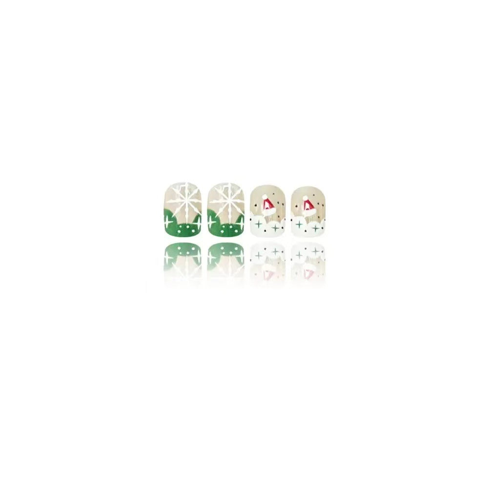Artificial nail set with Christmas motifs and glitter accents Stornfield