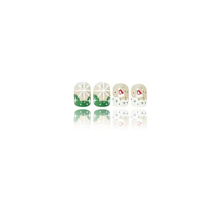 Artificial nail set with Christmas motifs and glitter accents Stornfield