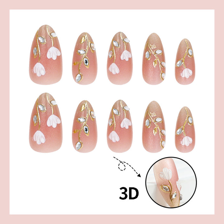 Elegant artificial nails with floral decorations Stornfield