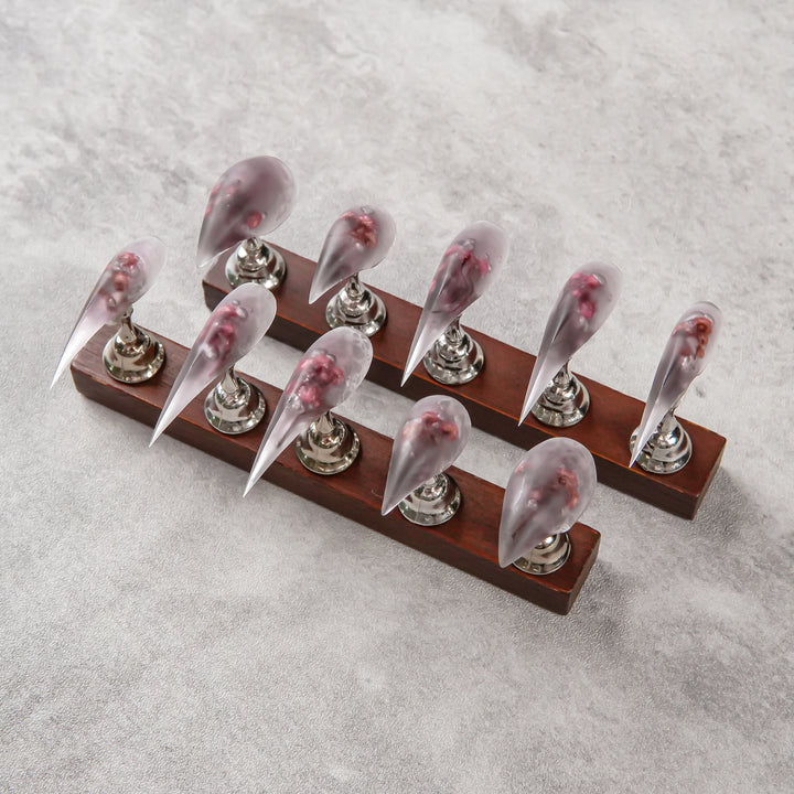Artistic Stiletto Press-On Nail Enhancements with Floral Design