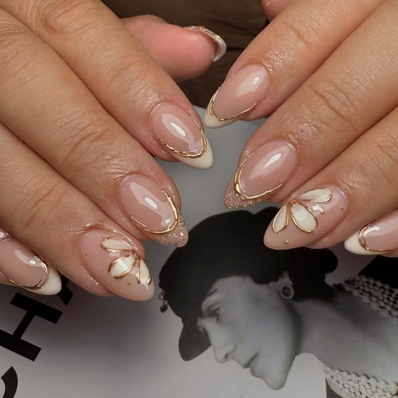 Elegant Floral Bow Press-On Nail Tips Stornfield