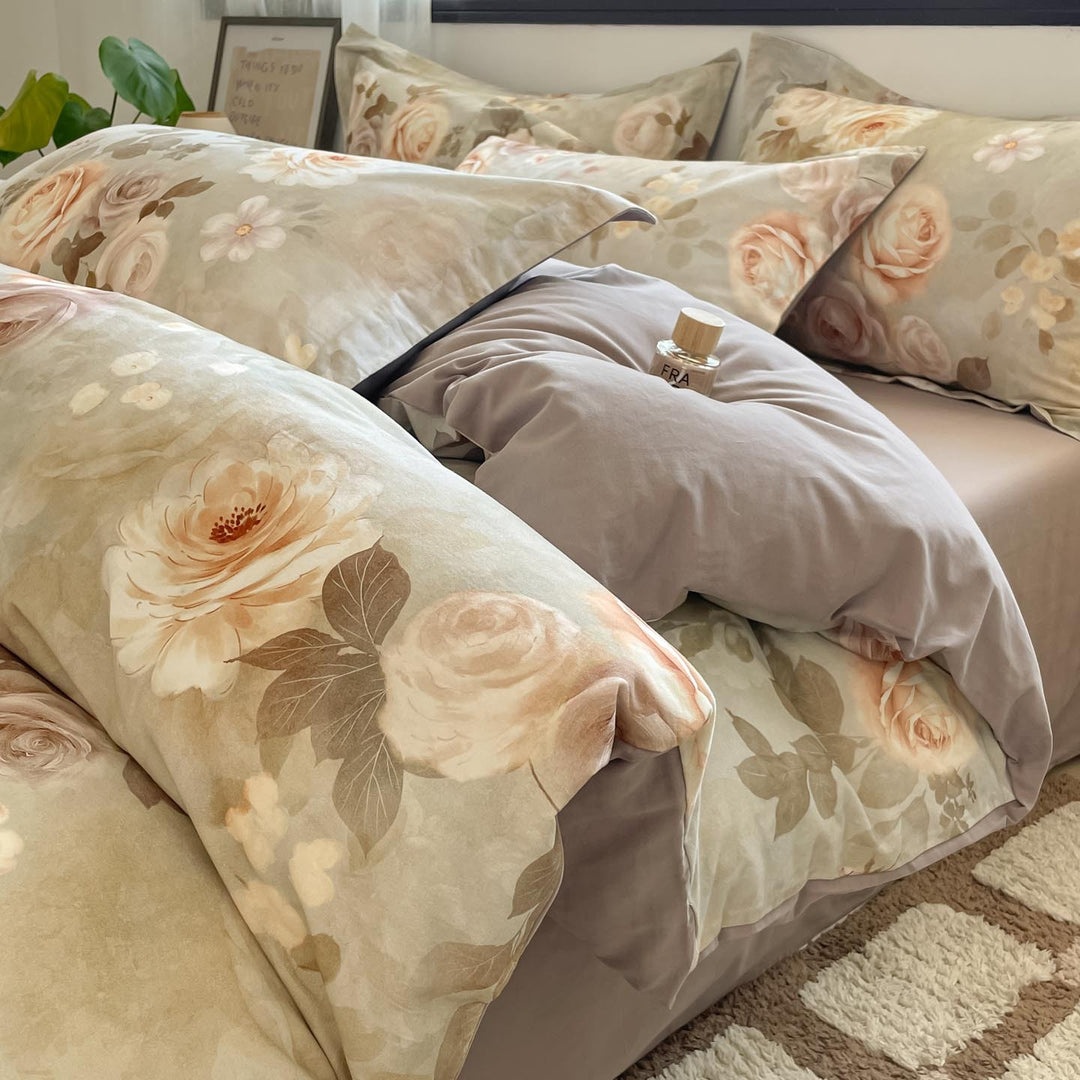 Whimsical Floral Print Duvet Cover Set