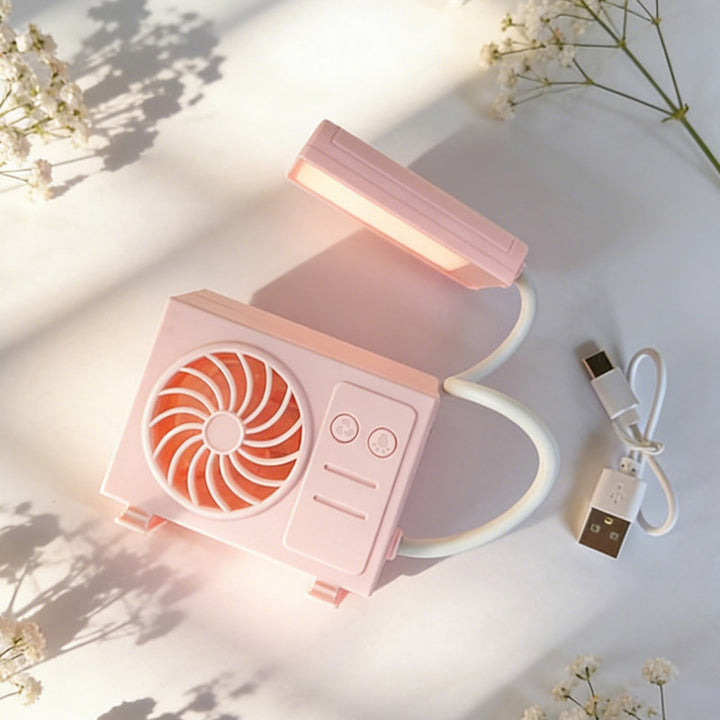 Women's multifunctional table lamp with integrated fan and flexible arm positioning Stornfield