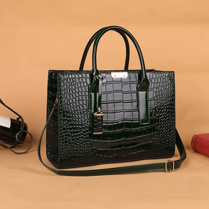 Crocodile-Effect Structured Tote Bag