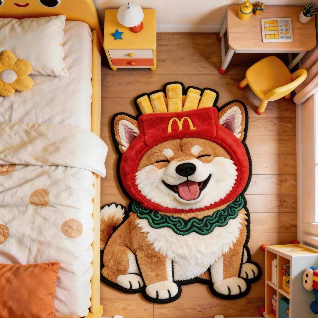 Cute Dog-Shaped Plush Area Rug