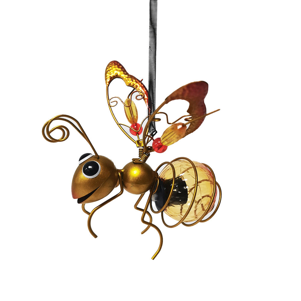 Whimsical Hanging Glass Bee Solar Garden Lantern Ornament Stornfield