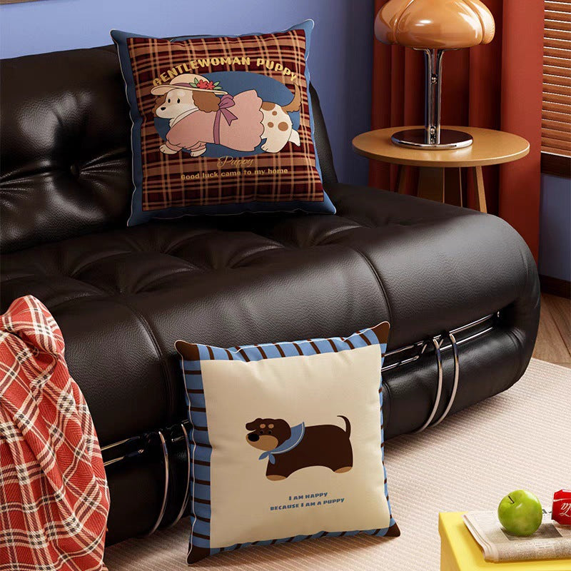 Cartoon Dog-Themed Decorative Throw Pillow