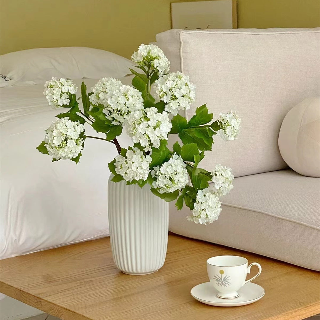 Vertical-Fluted Ceramic Tabletop Vase with Narrow Opening Matte Glazed Finish