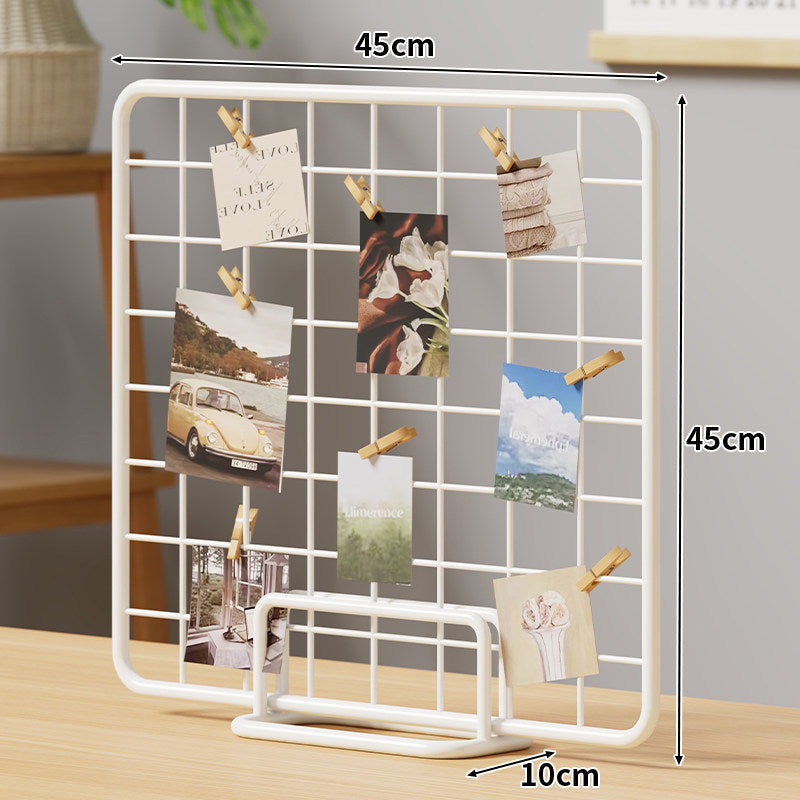 Desktop Wire Photo Grid Display with Stand and Mini Clips