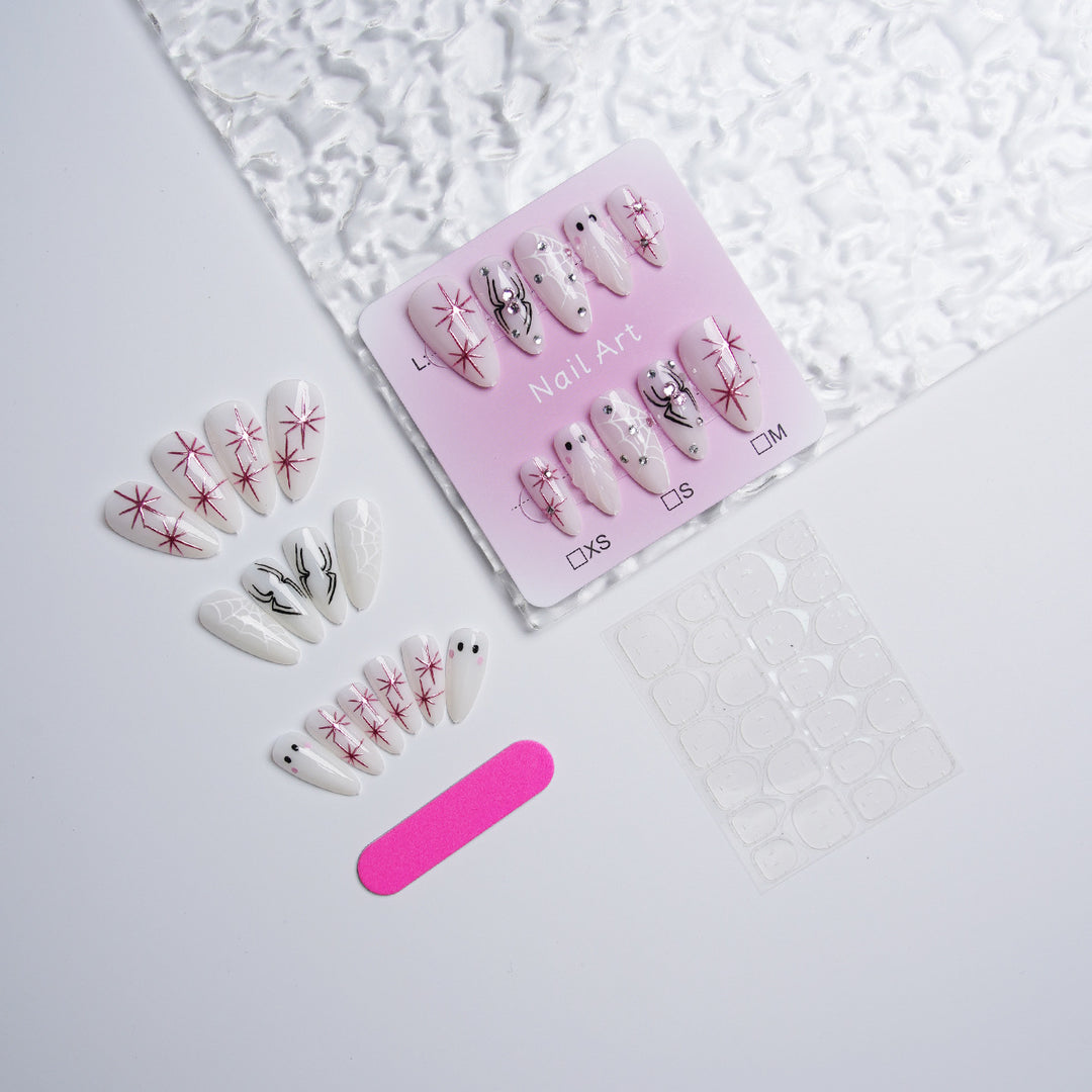 Artistic nail set with stainless steel applications Stornfield
