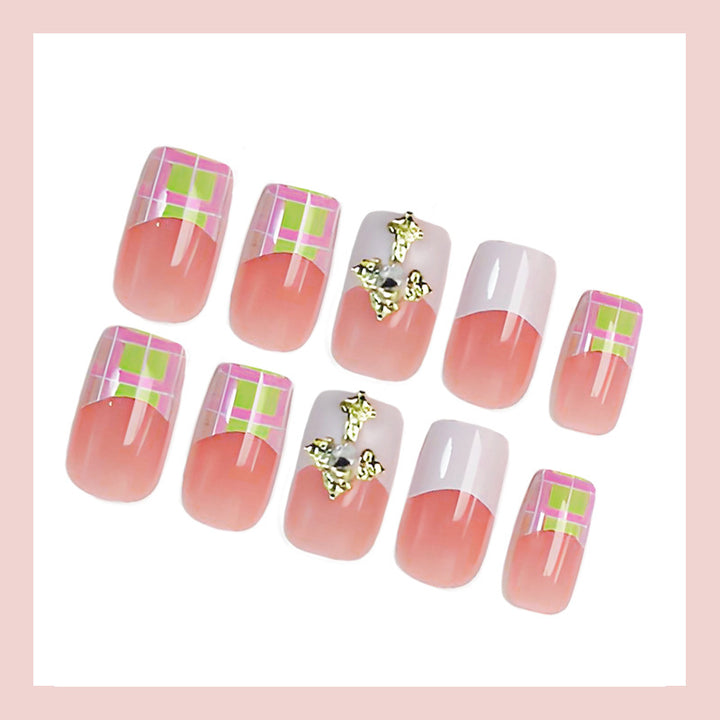 Artificial nail kit with elegant French tips and modern accents Stornfield