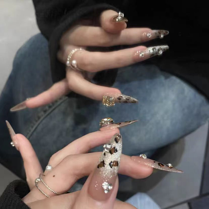 Elegant Stiletto Press-On Nails with Rhinestone Accents Stornfield