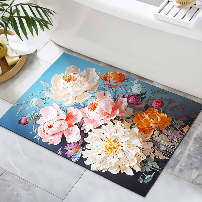 Textured Floral Design Bath Mat Stornfield