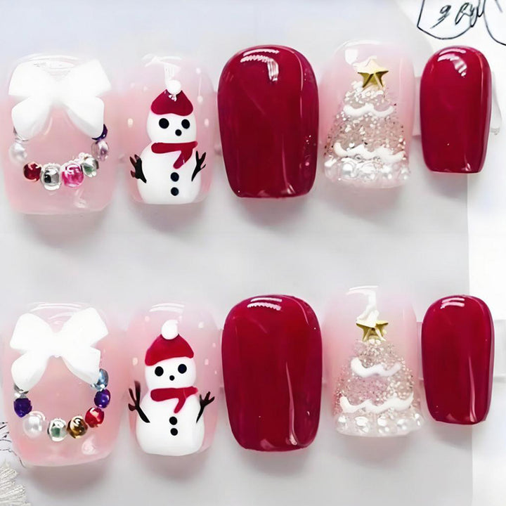 Artificial nail set with festive Christmas motifs Stornfield