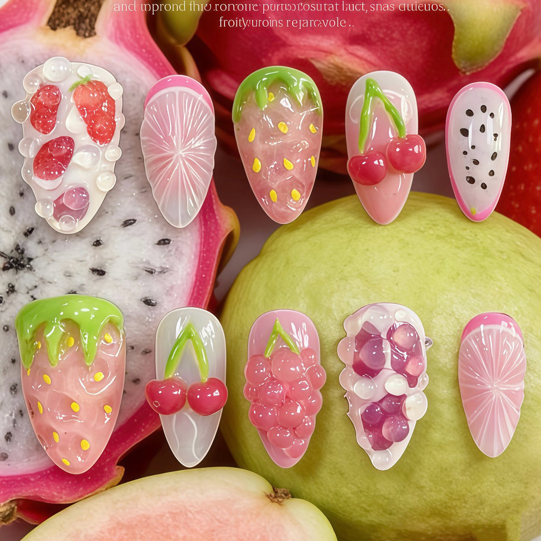 Creative Fruit-Themed Press-On Nail Art Set