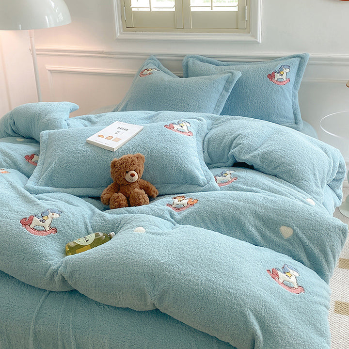 Plush Sherpa Comforter and Decorative Pillowcase Set