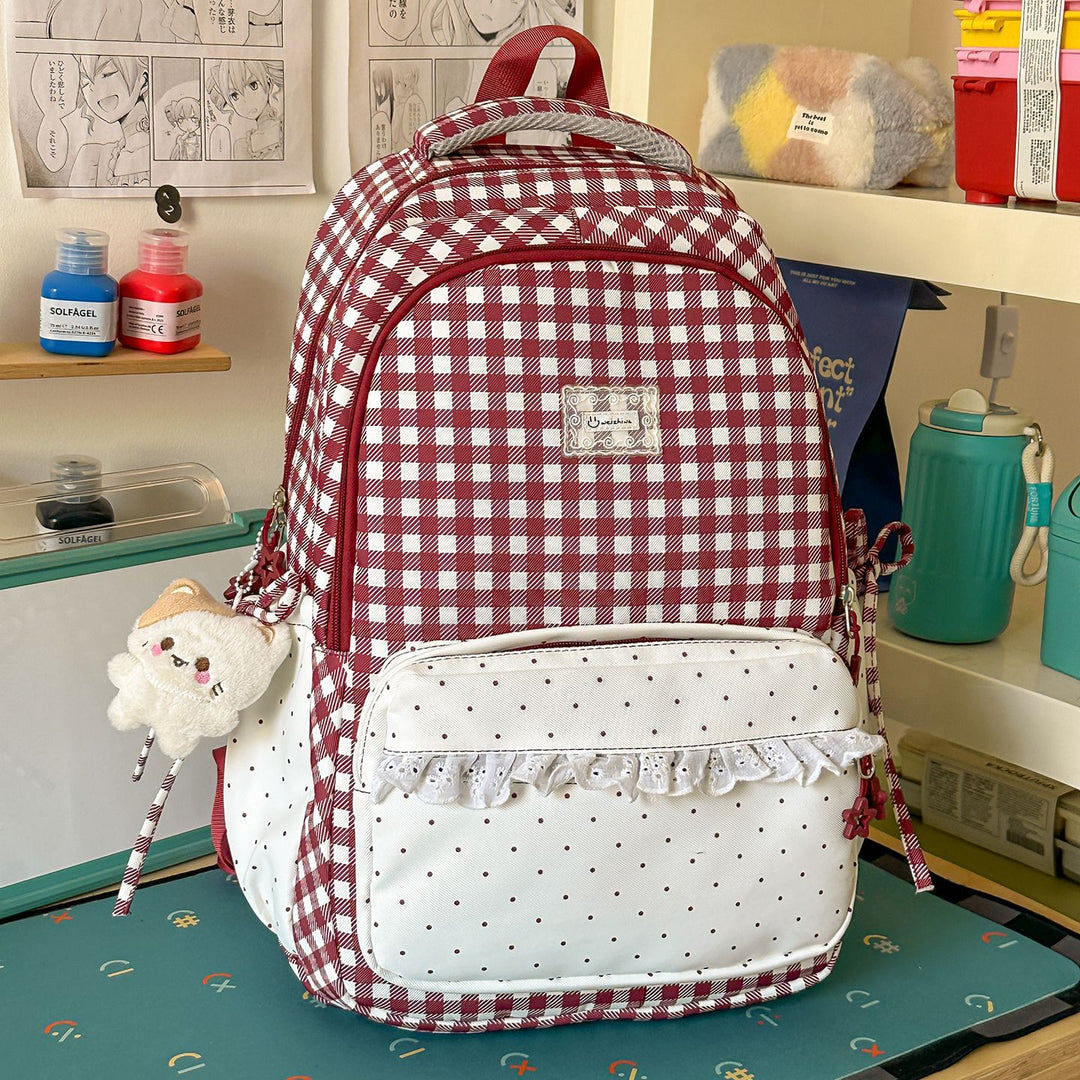 Playful Gingham Patterned School Backpack Stornfield