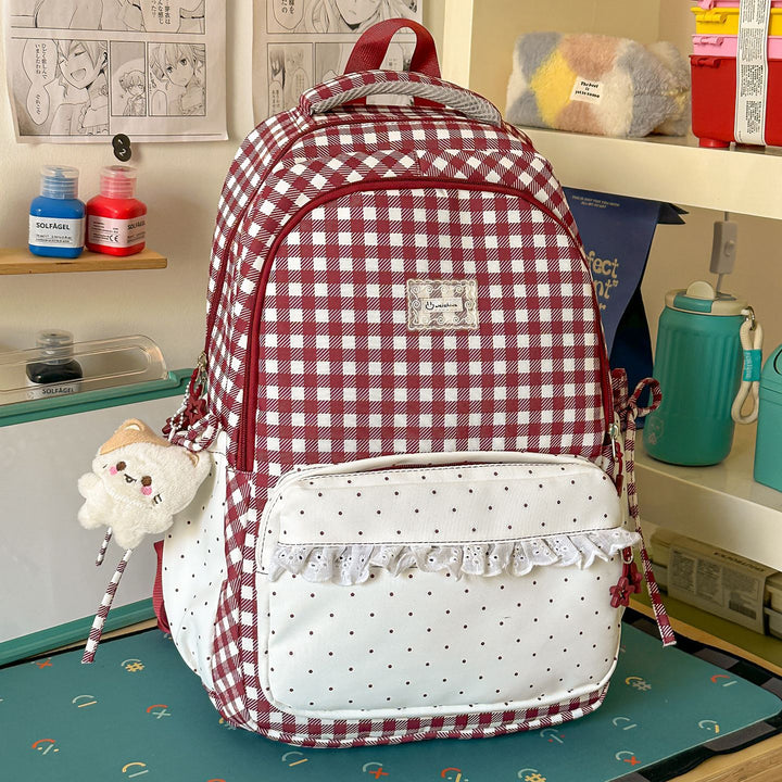 Playful Gingham Patterned School Backpack Stornfield
