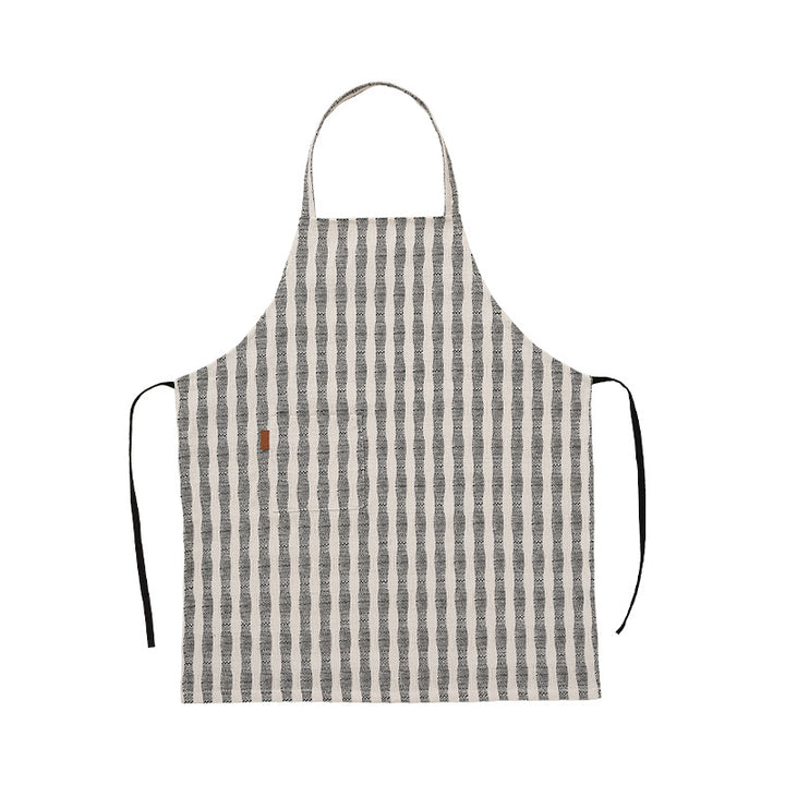 Atelier and kitchen apron made of cotton-linen with pocket panel and adjustable neck strap