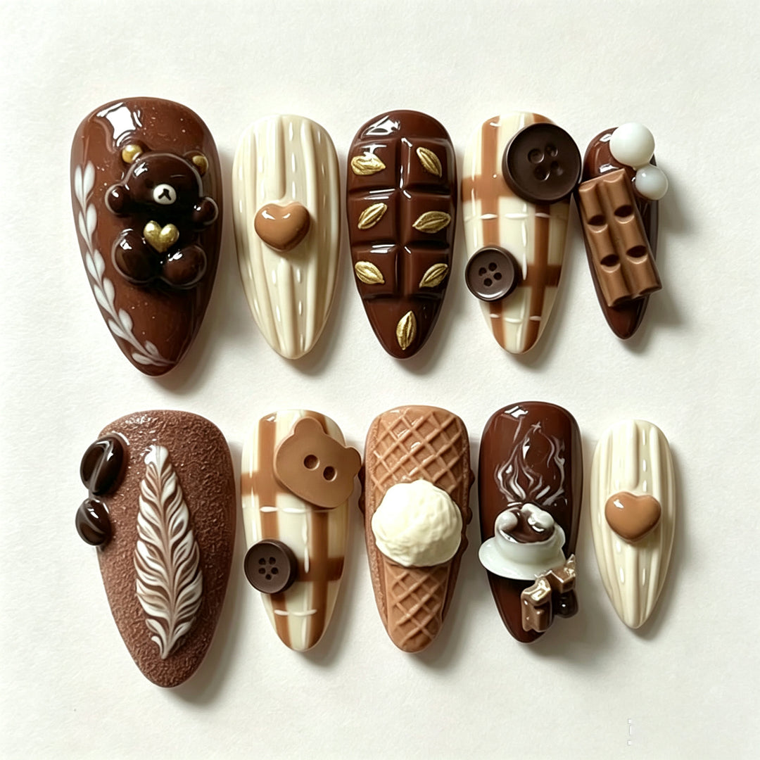 Gourmet Chocolate-Inspired Press-On Nail Art Set