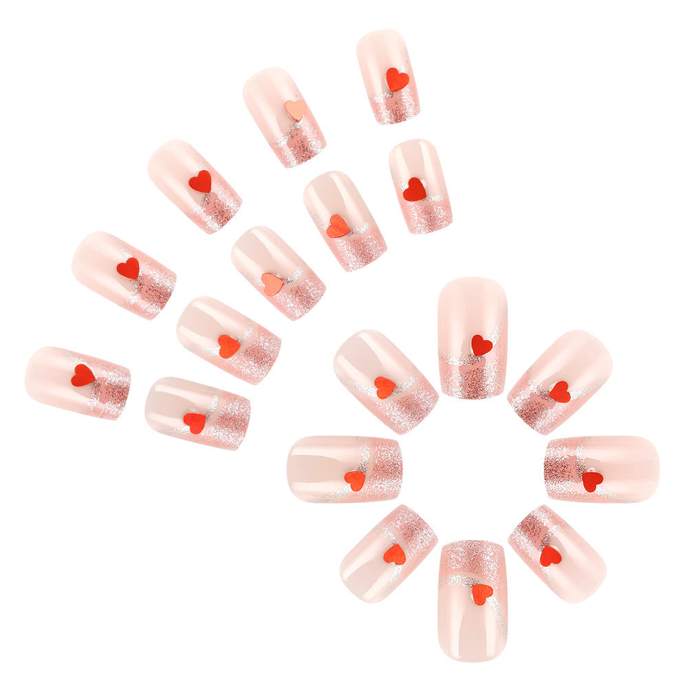 Artistic Heart-Embellished Press-On Nails Stornfield 1787542886