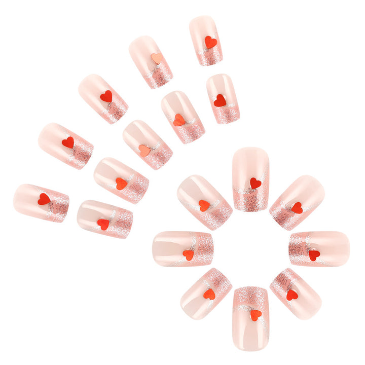 Artistic Heart-Embellished Press-On Nails Stornfield 1787542886