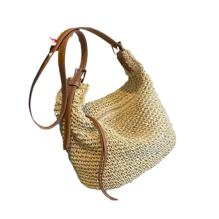 Cultivated raffia shoulder bag with leather accents Stornfield