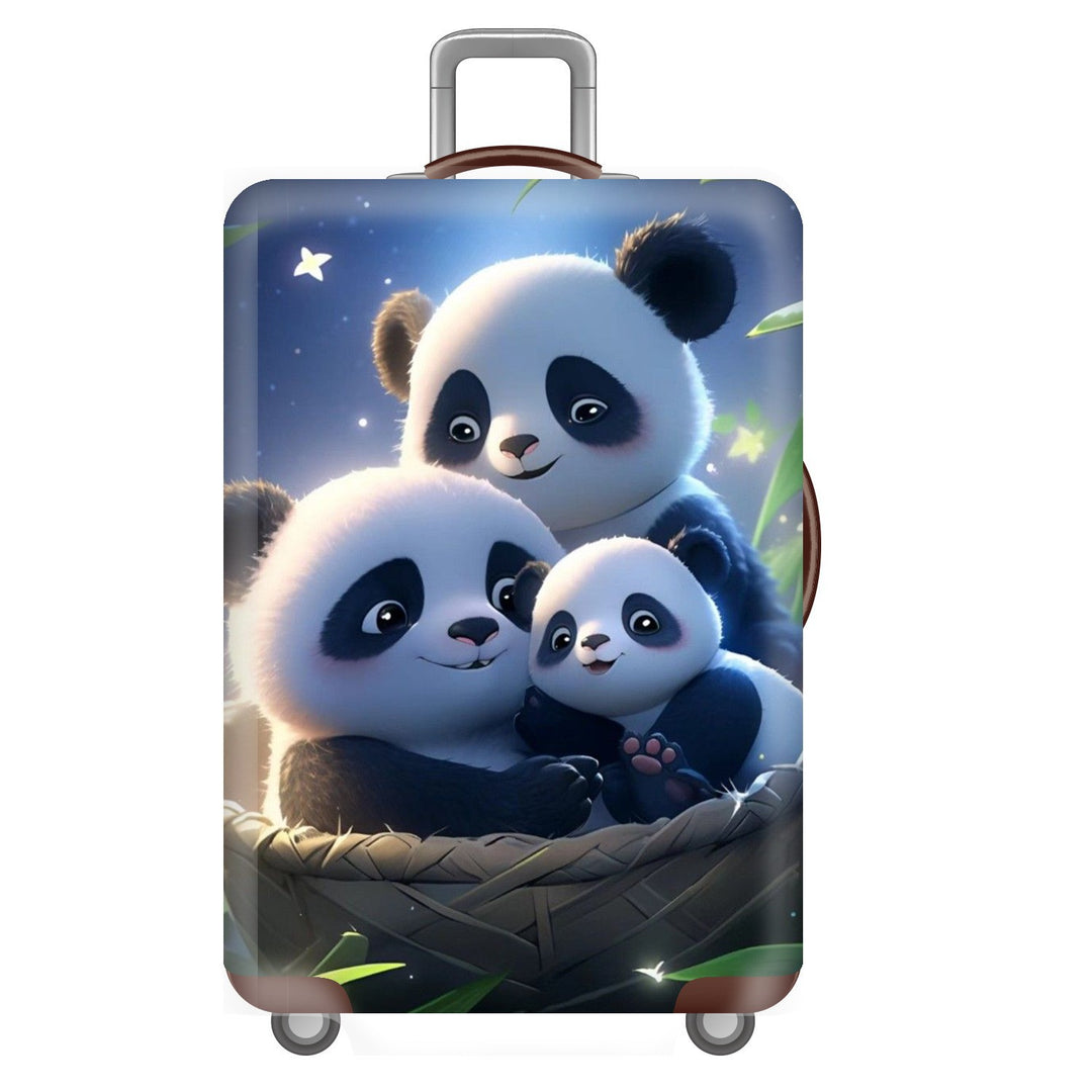 Unisex non-elastic suitcase cover for hard shell trolley with cute panda design, stretch protective cover with handle and wheel openings Stornfield