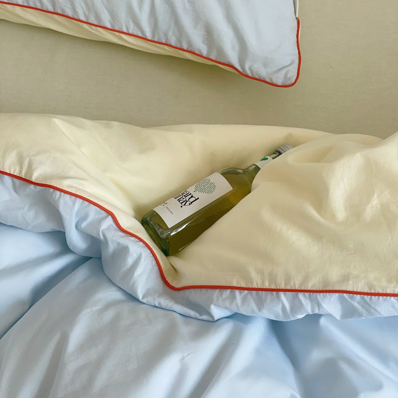 Premium cotton percale bedding set with reversible function and extra soft finish