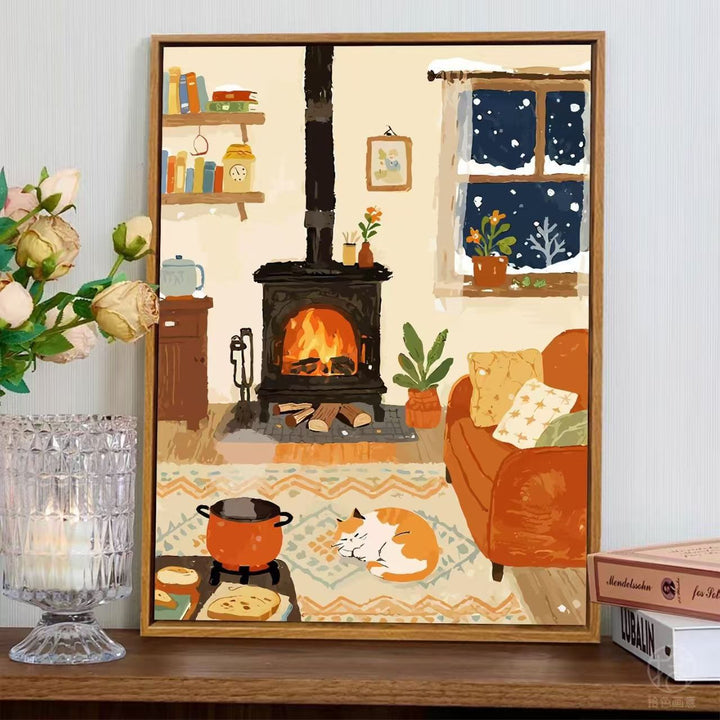 Cozy Fireplace Scene Wall Art Stornfield