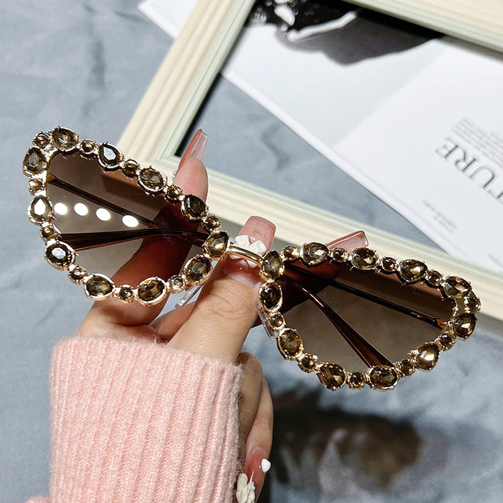 Heart-Shaped Rhinestone-Embellished Sunglasses Stornfield