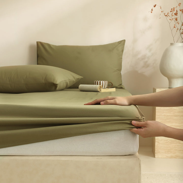 Extra deep fitted sheet with elastic all-around rubber and soft single jersey