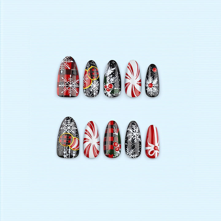 Artificial nails in festive Christmas design Stornfield