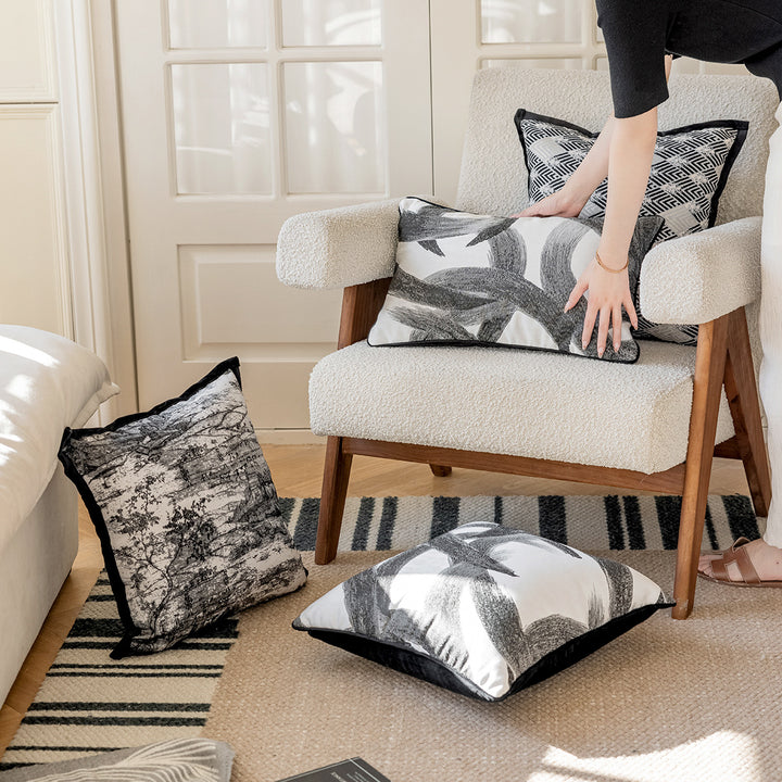 Luxurious decorative cushion with graphic pattern