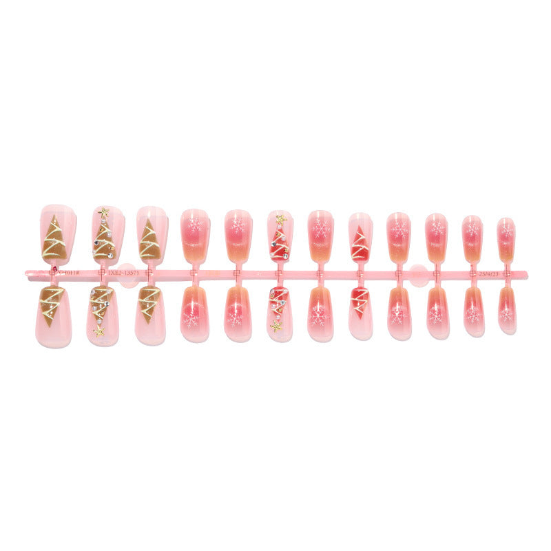 Artificial nail set with festive Christmas motifs and glitter applications Stornfield
