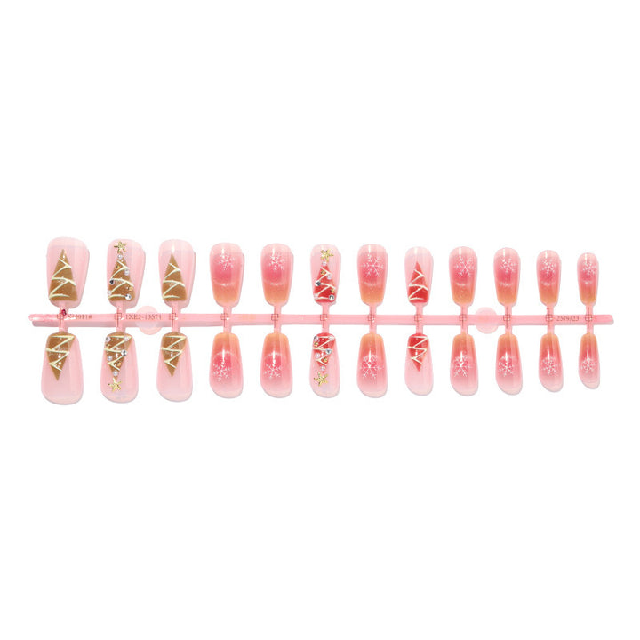 Artificial nail set with festive Christmas motifs and glitter applications Stornfield