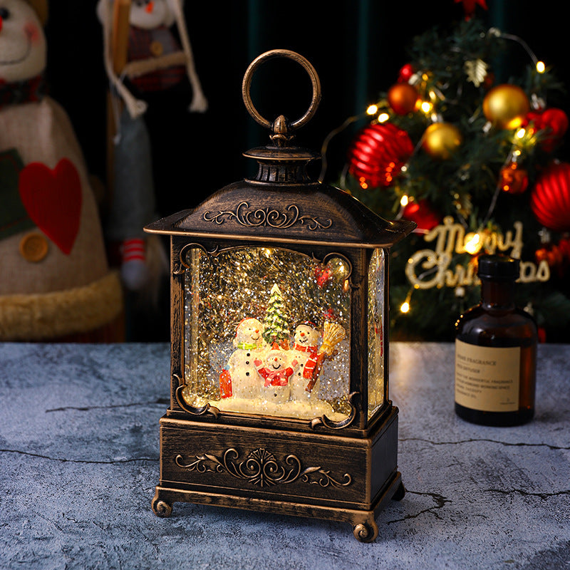 Glittering Christmas lantern with snow scenes Stornfield