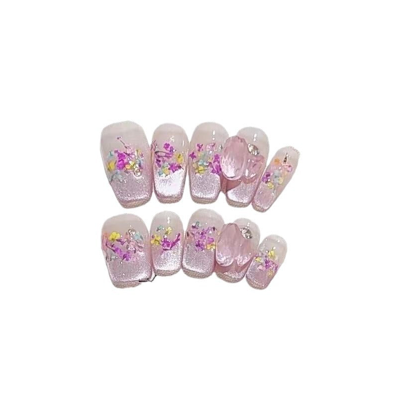 Artistic Floral Decorative Press-On Nails Stornfield