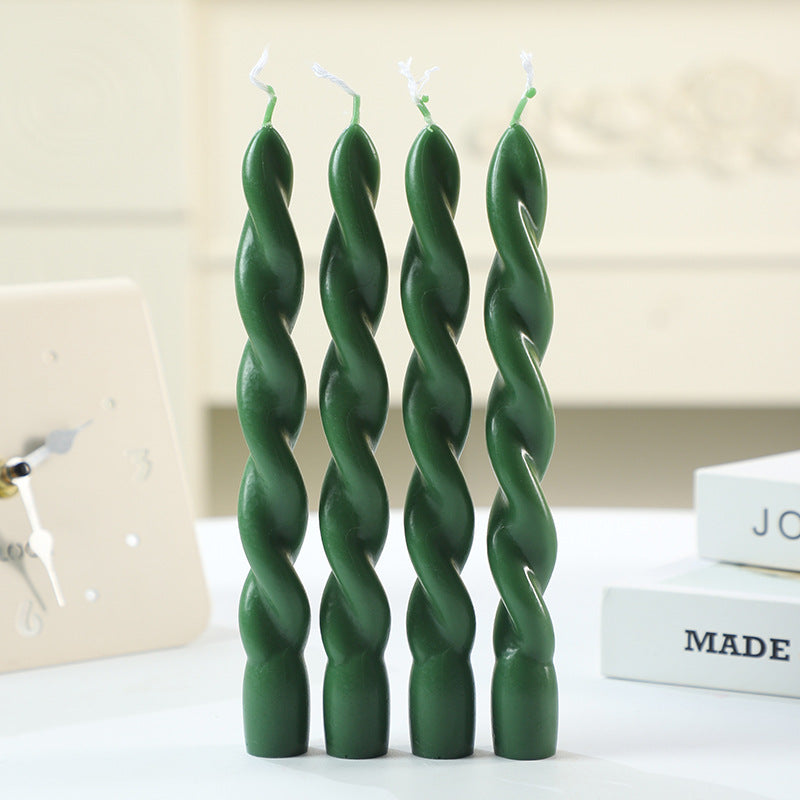 Hand-Poured Twisted Spiral Dinner Taper Candle Set