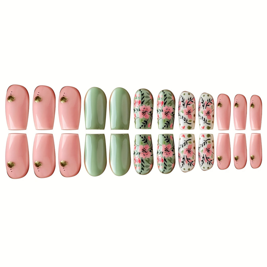 Botanical Floral Press-On Nail Art Stornfield