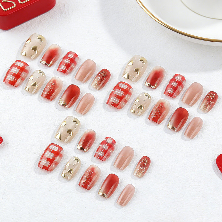 Artistic Heart-Embellished Press-On Nails Stornfield