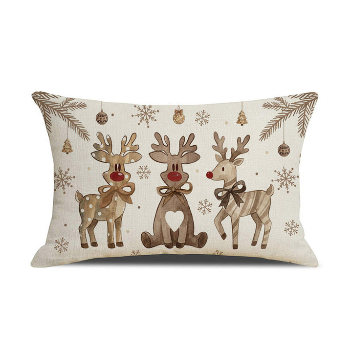 Decorative Rectangular Linen Cushion Cover with Nutcracker Ballet Christmas Print