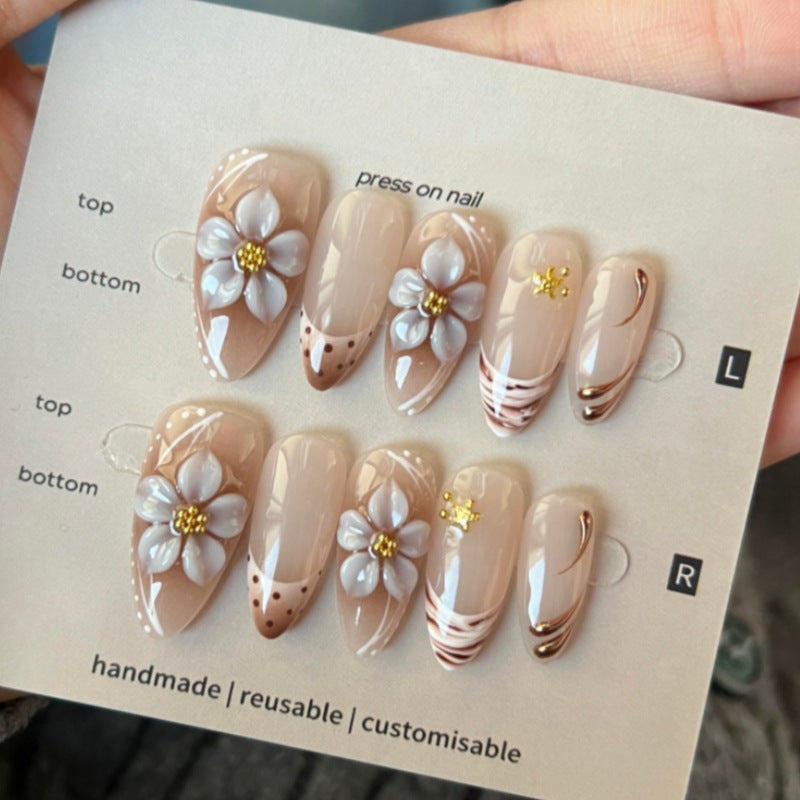 Nature-Themed Artistic Press-On Nail Set Stornfield