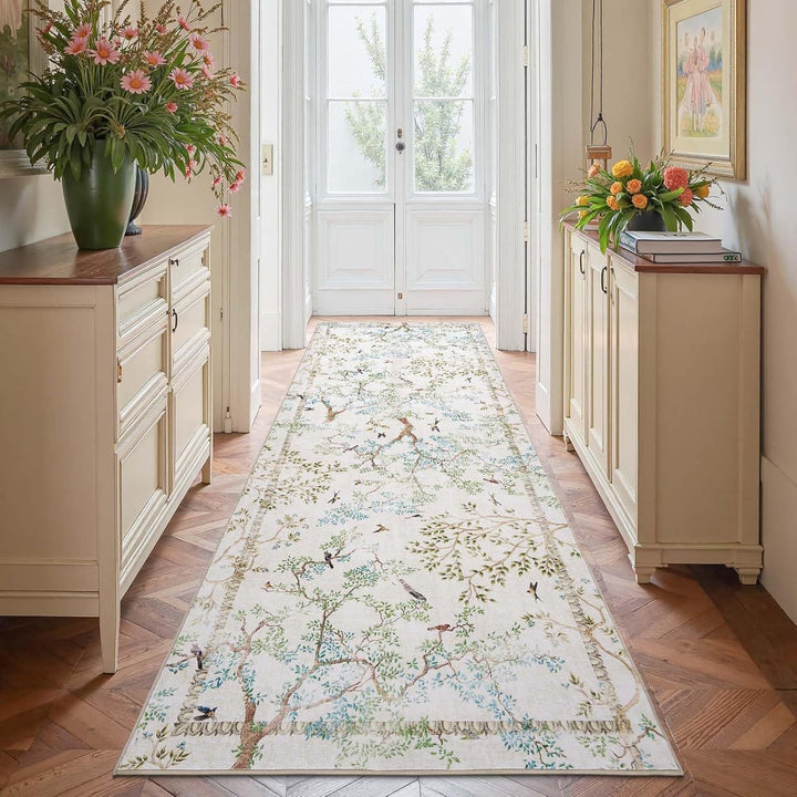 Floral Patterned Decorative Runner Rug