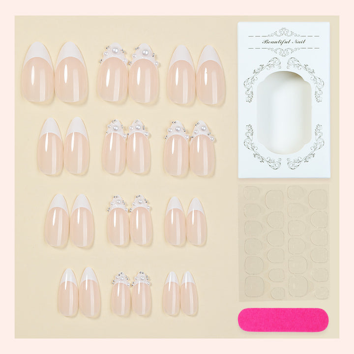 Elegant Press-On Nail Set with Pearlescent Accents Stornfield