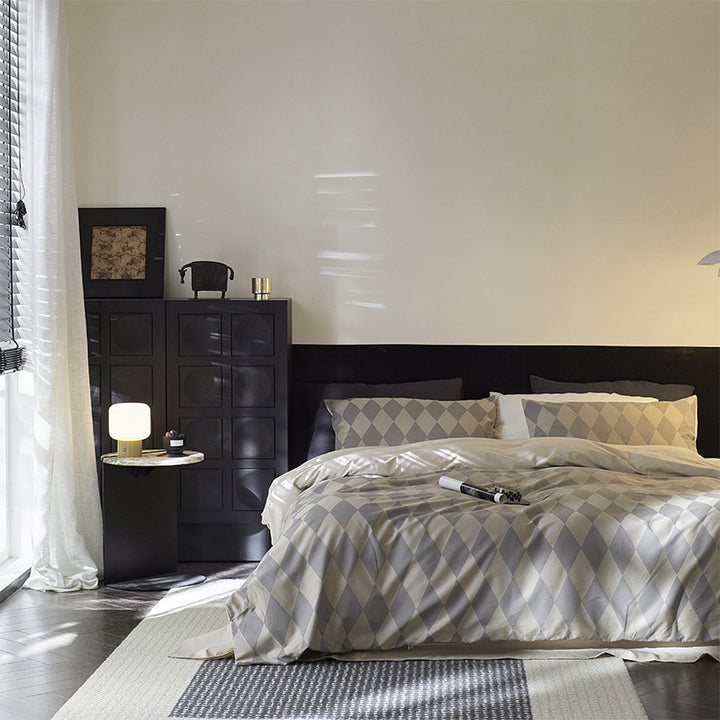 Damask Jacquard Silky-Feel Duvet Cover and Pillow Sham Set