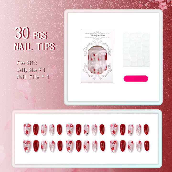 Cherry Blossom Decorated Press-On Nails